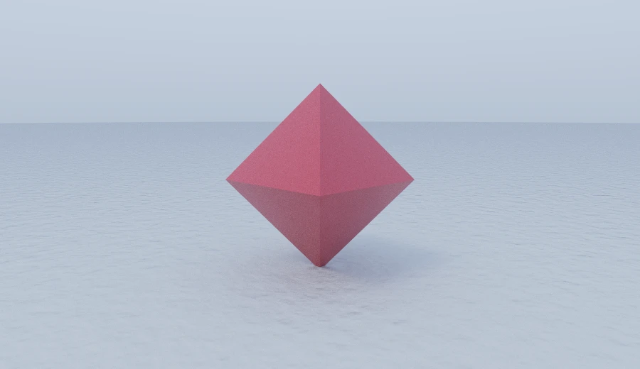 The same octahedron with the field divided by root three, which restores clean flat faces.
