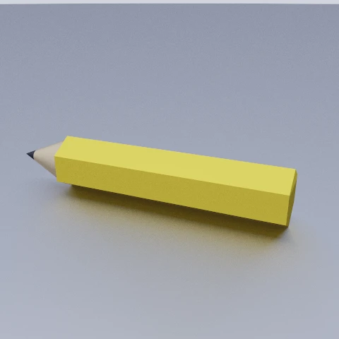 A yellow hexagonal pencil standing on end, its sharpened cone of pale wood ending in a dark graphite tip that continues the same taper.