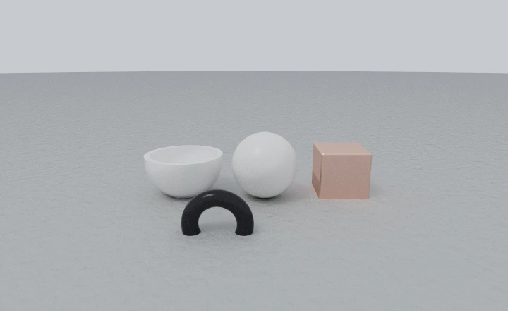 A still life under the studio preset: flat fill with one softbox, so the highlights are soft and the shadows are weak.