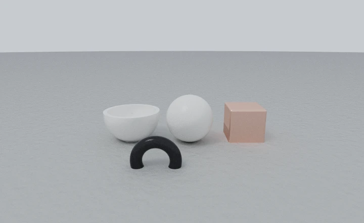 The same still life relit by the studio background.